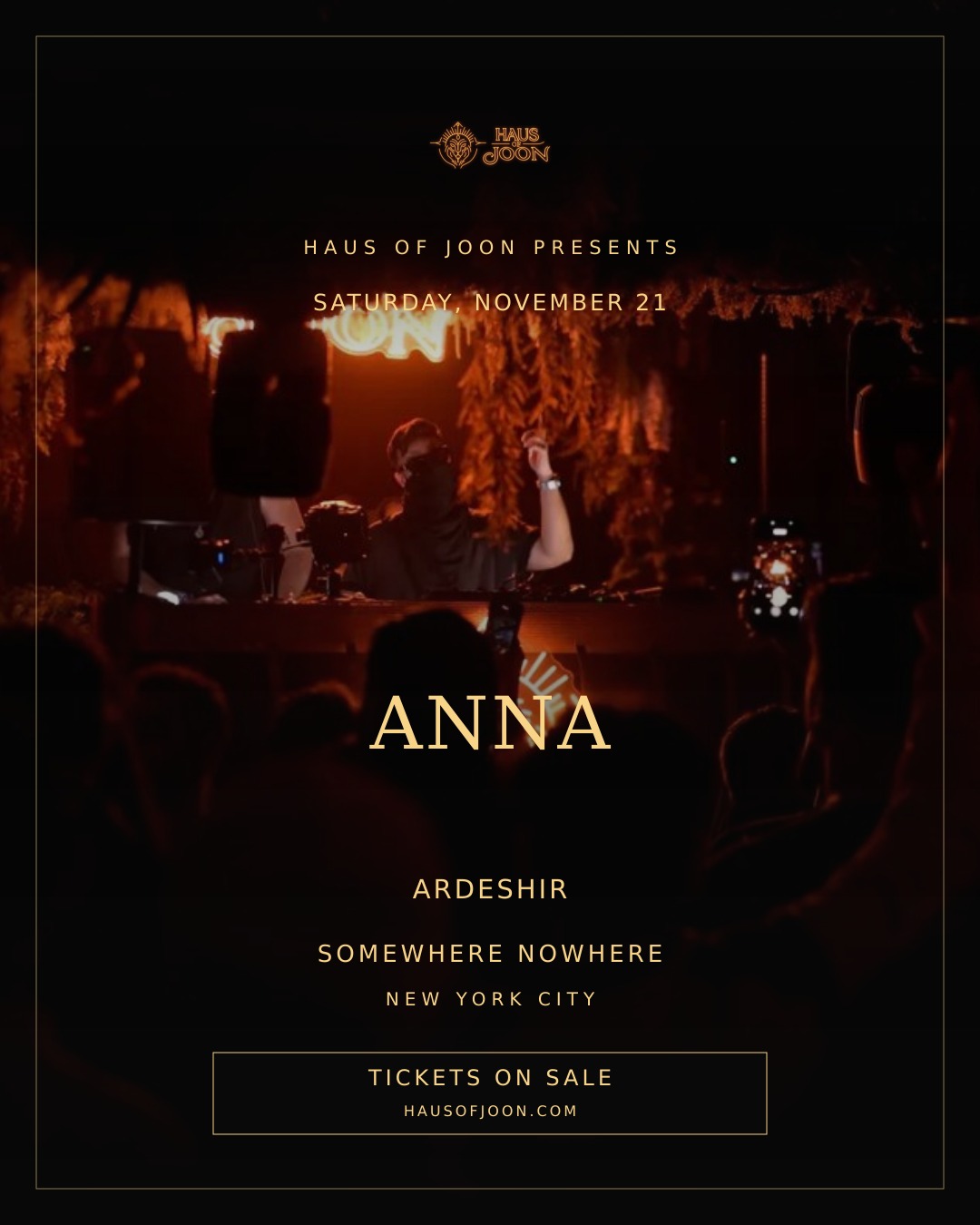 Haus of Joon Presents: ANNA flyer, Saturday, November 21, 2026, tickets on sale